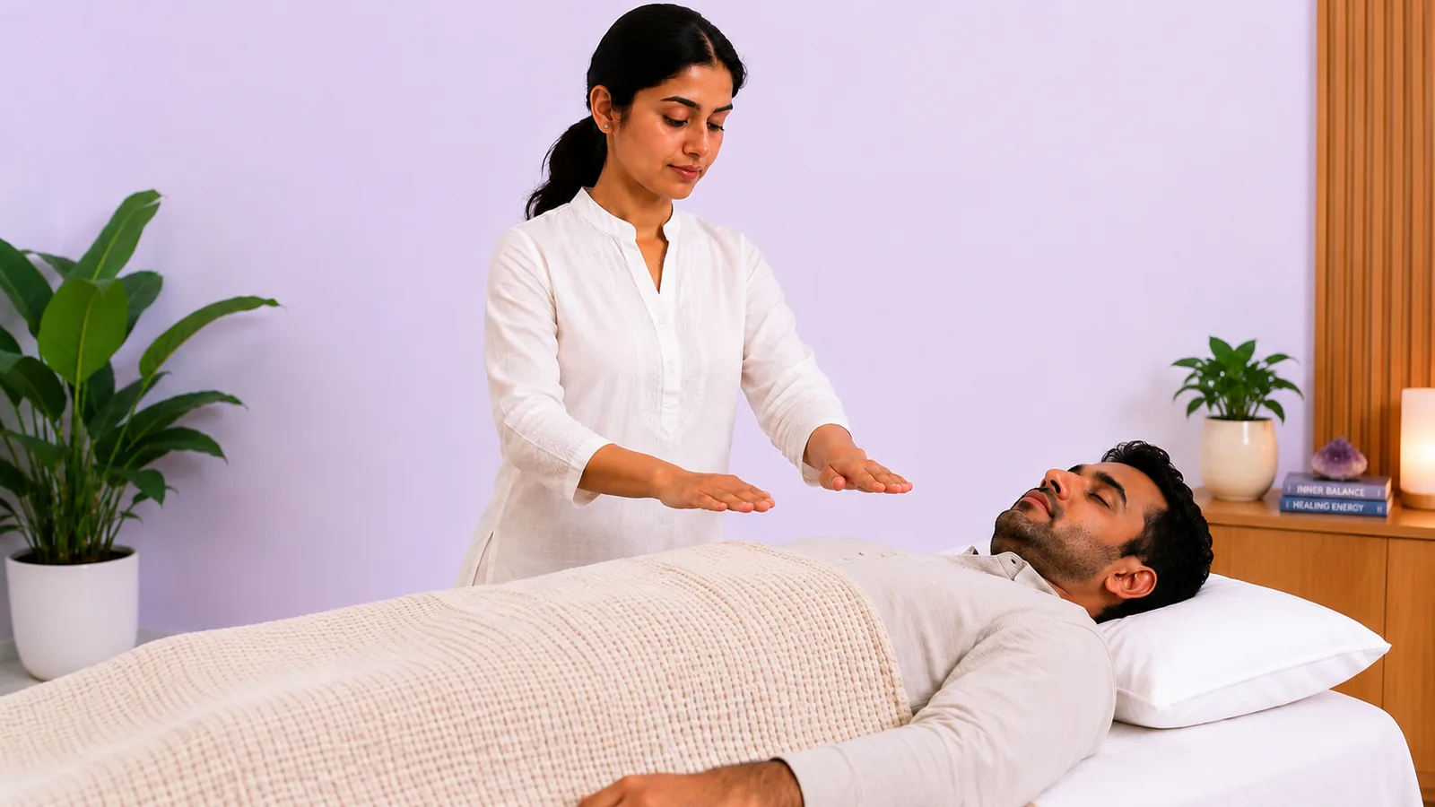 Certified Reiki practitioner providing an In-Person Reiki Session in Ahmedabad